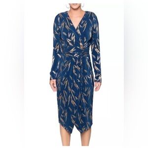 Women’s Rachel Roy Sylvia Gold‎ Printed Faux Wrap Dress Size 20W Mobwife Party